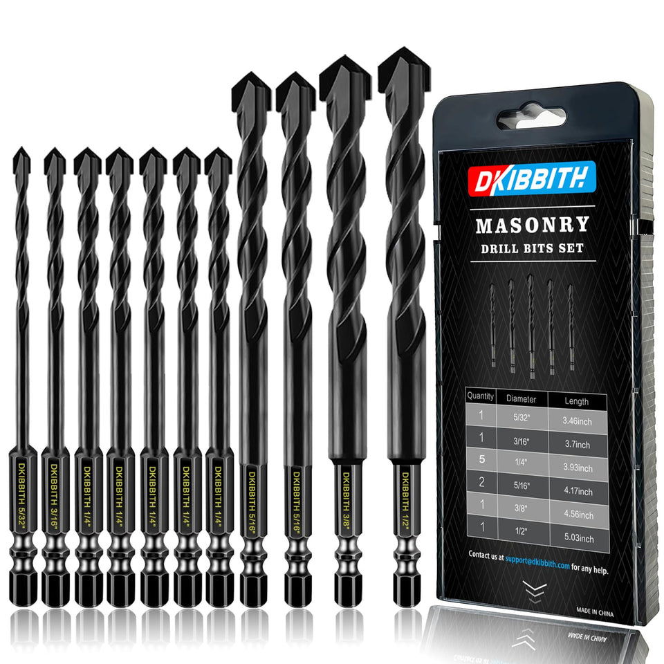 DKIBBITH 11-piece masonry drill bits set in case for easy storage