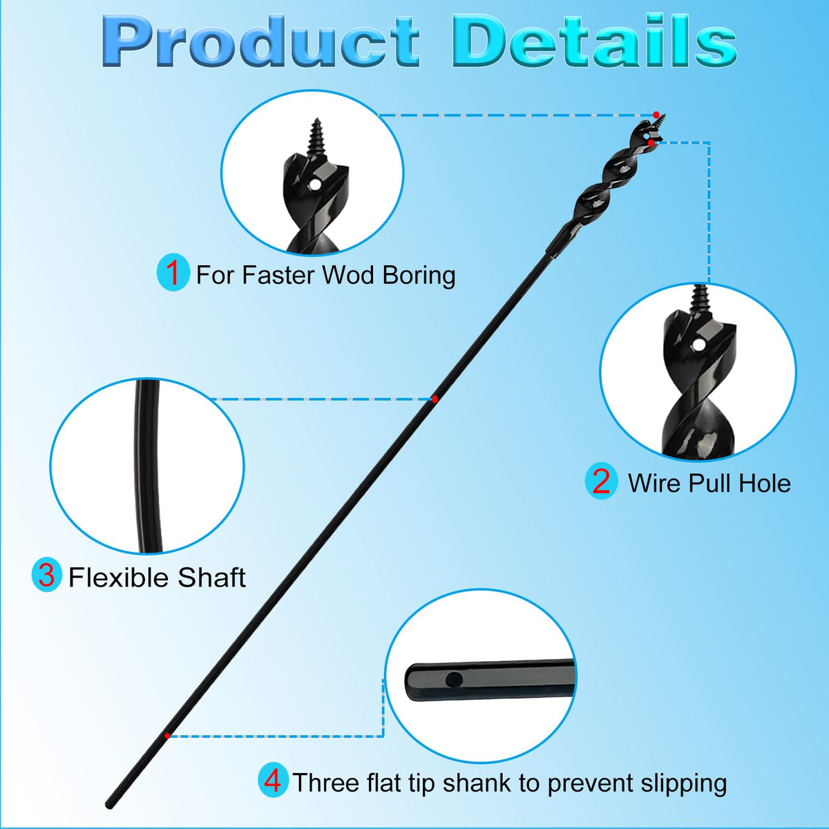 DKIBBITH 3-flat anti-slip shank prevents chuck slippage during use.