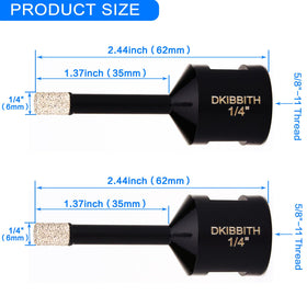 DKIBBITH drill bit with 58-11 thread allows easy angle grinder attachment.