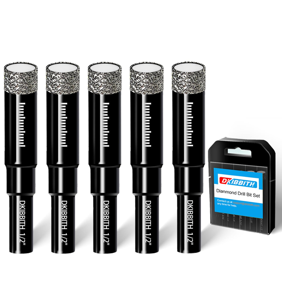 DKIBBITH 5-pack diamond drill bits drilling clean 12mm tile holes