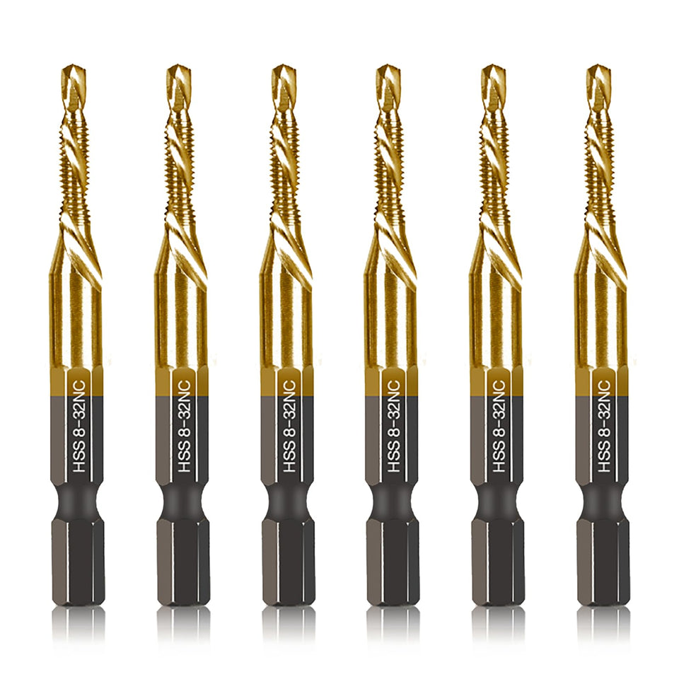 DKIBBITH 6pc drill tap set case keeps bits organized for quick access.