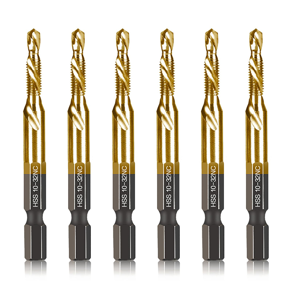DKIBBITH 6-piece titanium drill tap set neatly stored in a case for quick access