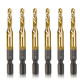 DKIBBITH 6-piece titanium drill tap set neatly stored in a case for quick access