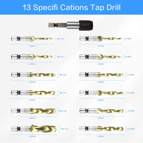 DKIBBITH combination drill and tap set metric 6pc for precise threads.
