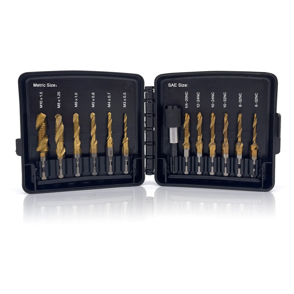 DKIBBITH combination drill and tap set SAE 6pc for versatile metal projects.