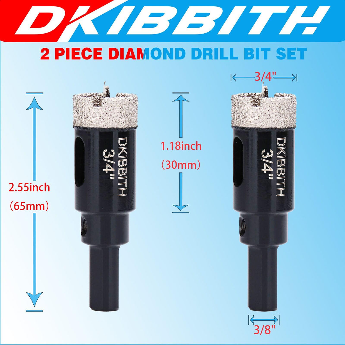 DKIBBITH diamond hole saw with guiding pilot bit aids accurate starting position