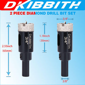 DKIBBITH diamond hole saw with guiding pilot bit aids accurate starting position