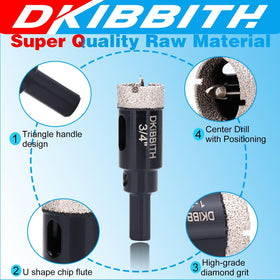 DKIBBITH 20 mm diamond hole saw cuts porcelain and ceramic smoothly