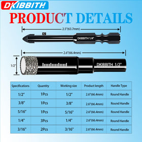 DKIBBITH dry diamond drill bit 3-16 round shank for clean tile holes.