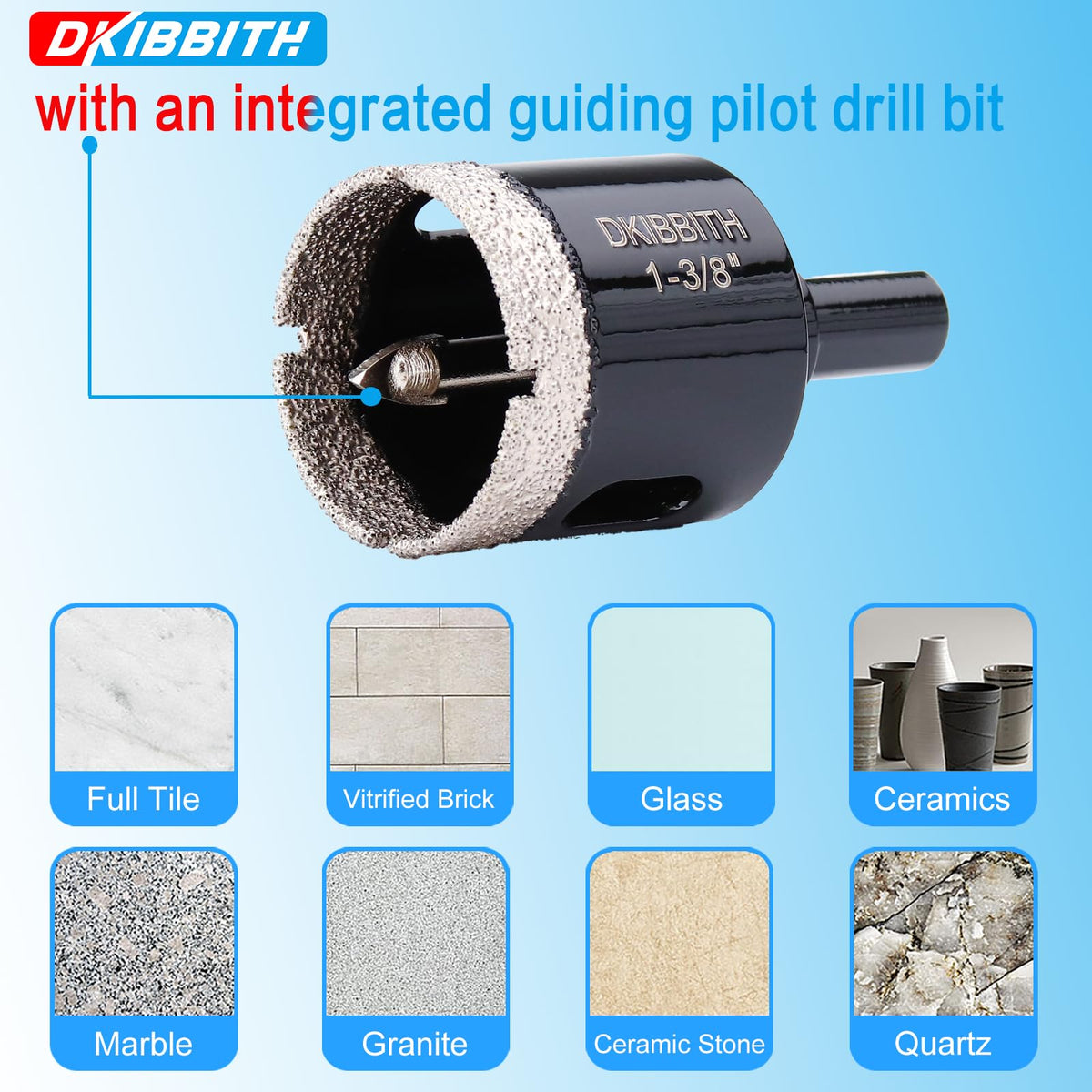 DKIBBITH guide drill bit aids accurate initial positioning.