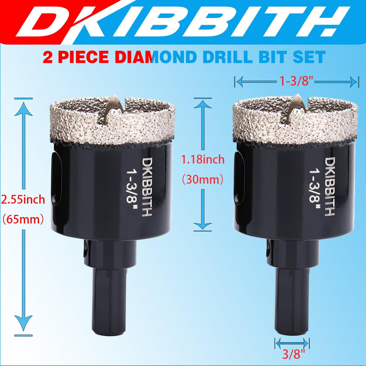 DKIBBITH diamond tip hole saw cuts porcelain tiles cleanly and efficiently.