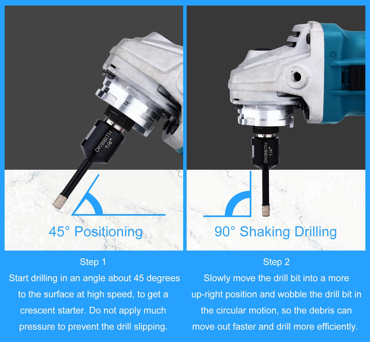 DKIBBITH porcelain tile drilling suitable for bathroom renovations.