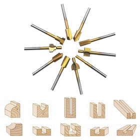 DKIBBITH router bits with 1/8in shank (3mm) close-up highlighting shank size.