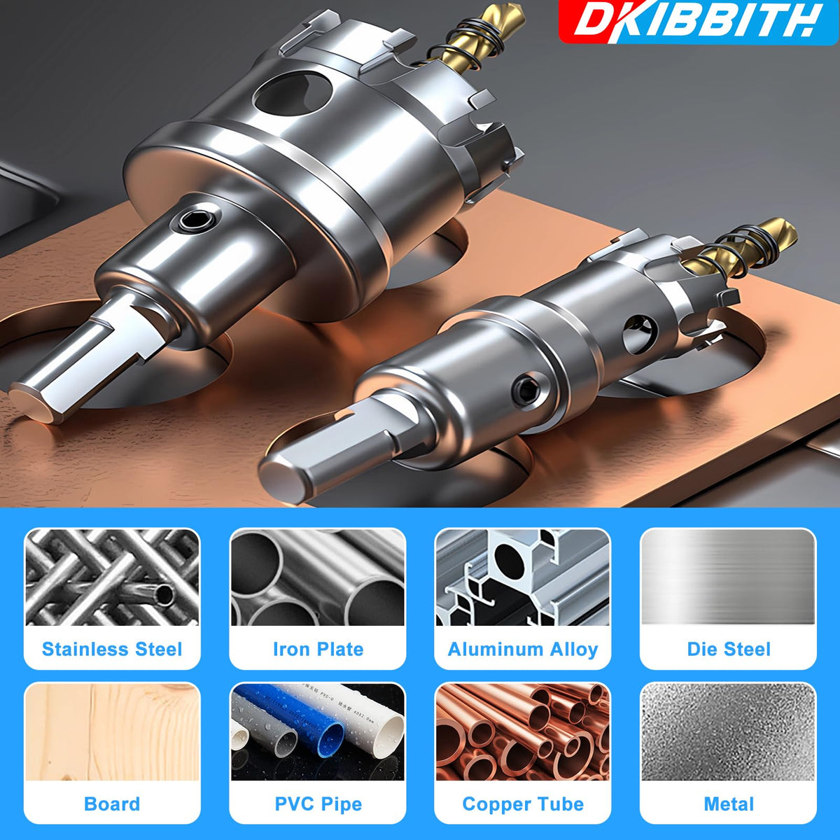 DKIBBITH TCT hole saw showing ejection spring for easy slug removal