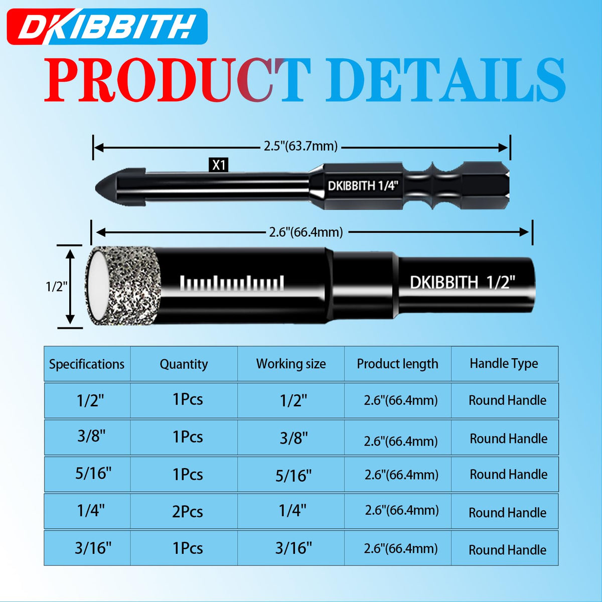 DKIBBITH tile drill bits 3/16 inch designed for clean, precise holes.