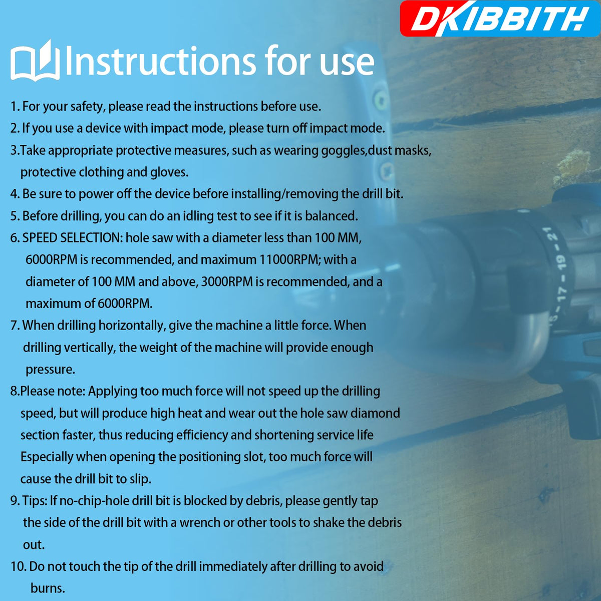 DKIBBITH tiles and porcelain drilling with precision and reduced heat.