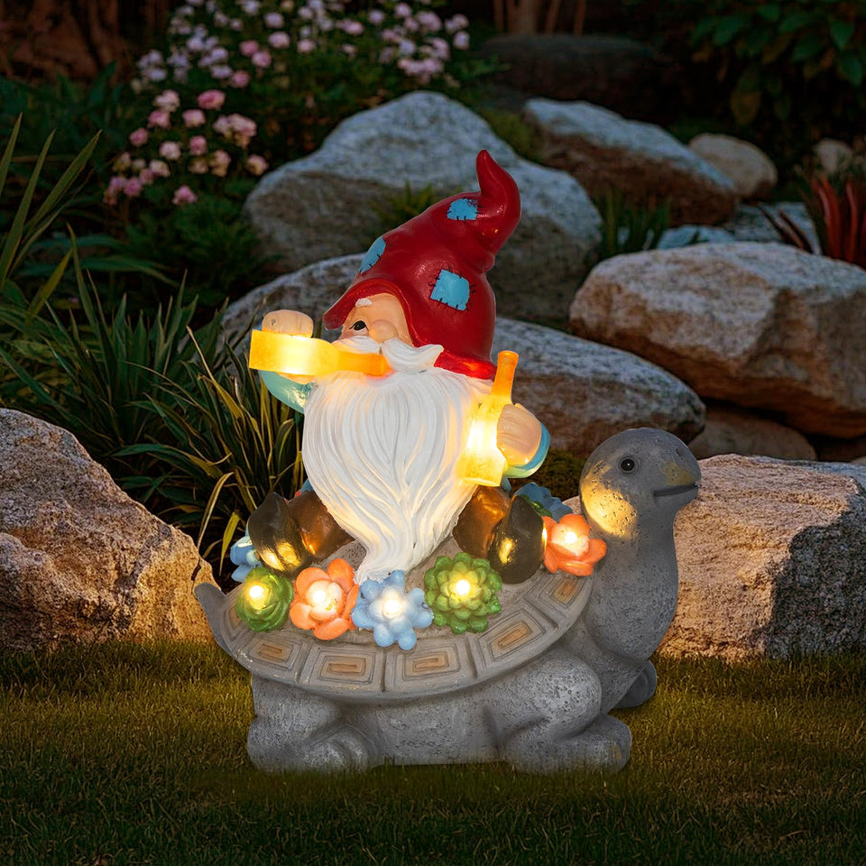 DKJOCKY gnome garden statue with solar lantern enhances outdoor charm and ambient lighting.
