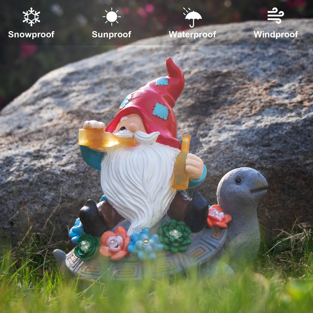 DKJOCKY gnome statue fits patios and porches, bringing warm ambiance.