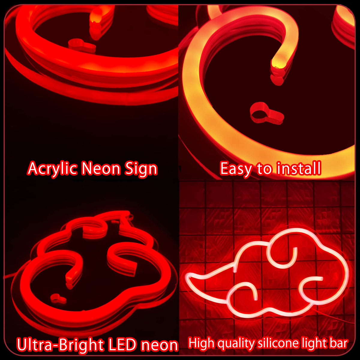 Dleouly red cloud neon with brightness controls for mood lighting