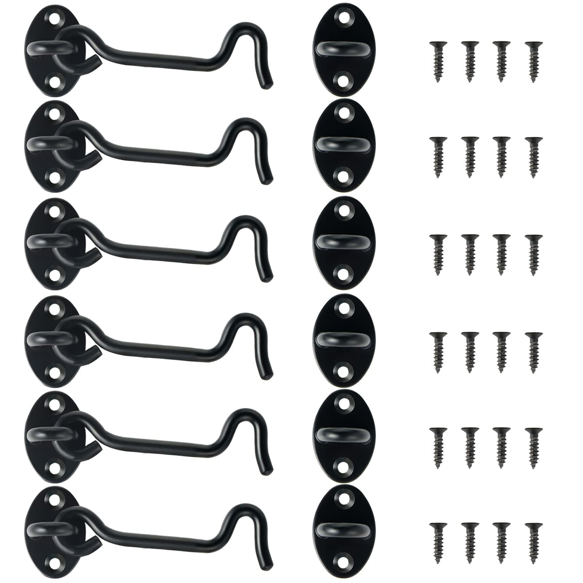 Dluno 4-inch hook and eye latch kit in a 6-pack for secure doors.