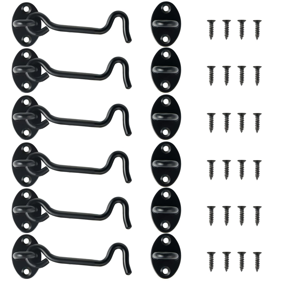 Dluno 4-inch hook and eye latch kit in a 6-pack for secure doors.