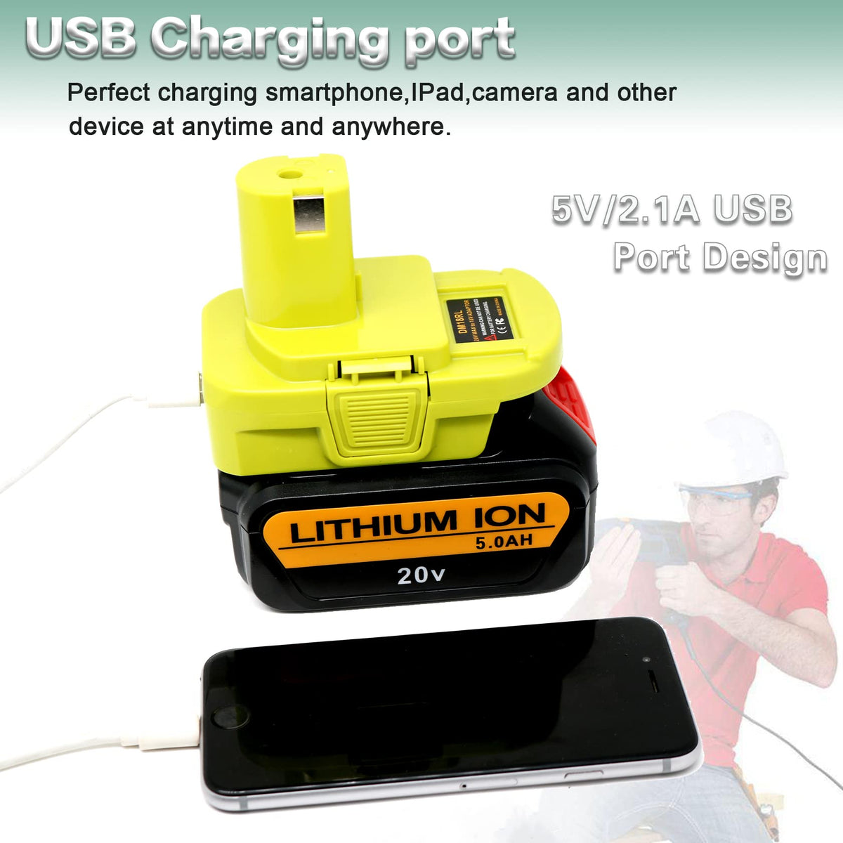 DM18RL not a charger; battery charging is not supported.