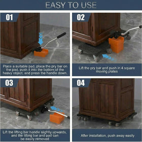 DMLENGOIN furniture lifter tool set includes four dollies and a pry bar.