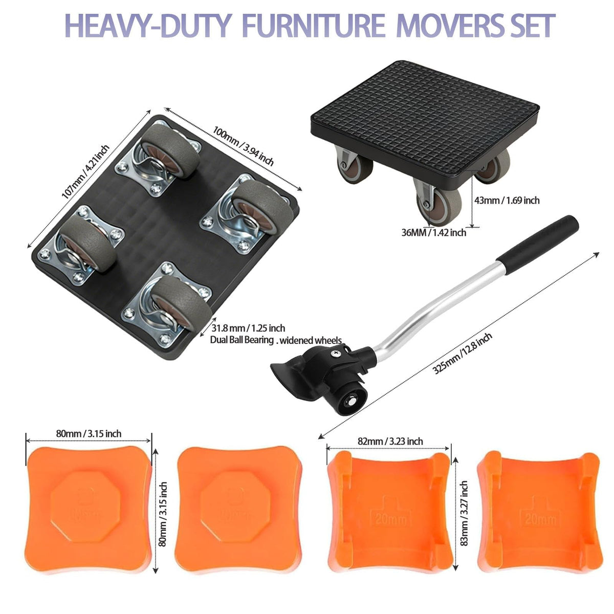 DMLENGOIN heavy-duty 1100lb capacity dolly supports sofas, beds, and appliances.