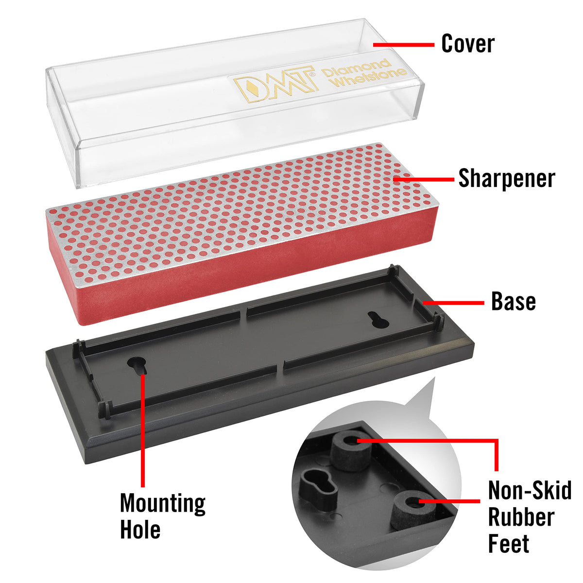DMT fine 600-mesh diamond surface delivers razor-sharp edges
