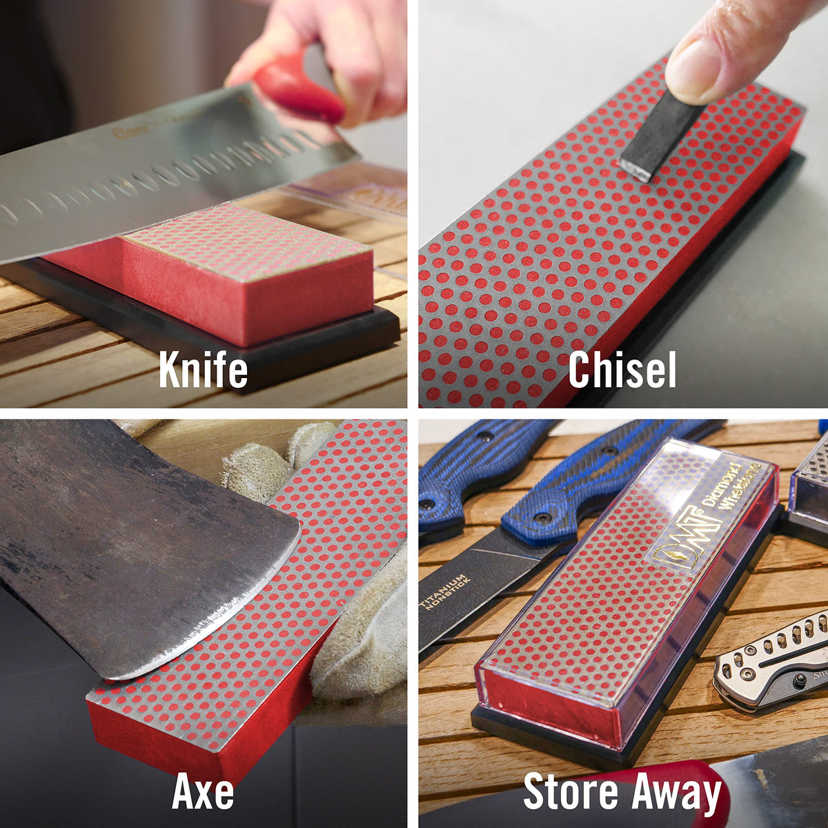 DMT plastic case with mounting for stable sharpening in workshop