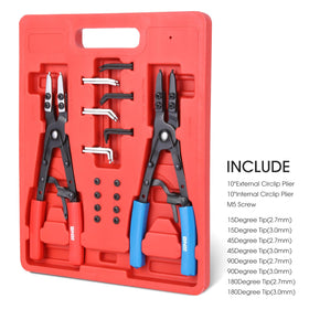 DNA Motoring internal-external snap-ring pliers in 10in handle for installing and removing rings