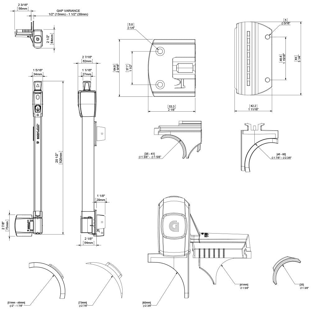 D&D MagnaLatch with vertical and horizontal adjustment for precise alignment.