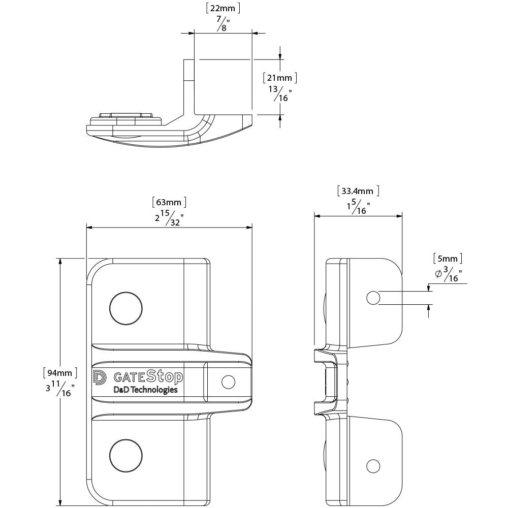 D&D Technologies TCGS3S gate-stop-mounting-hardware ensures secure, easy installation.
