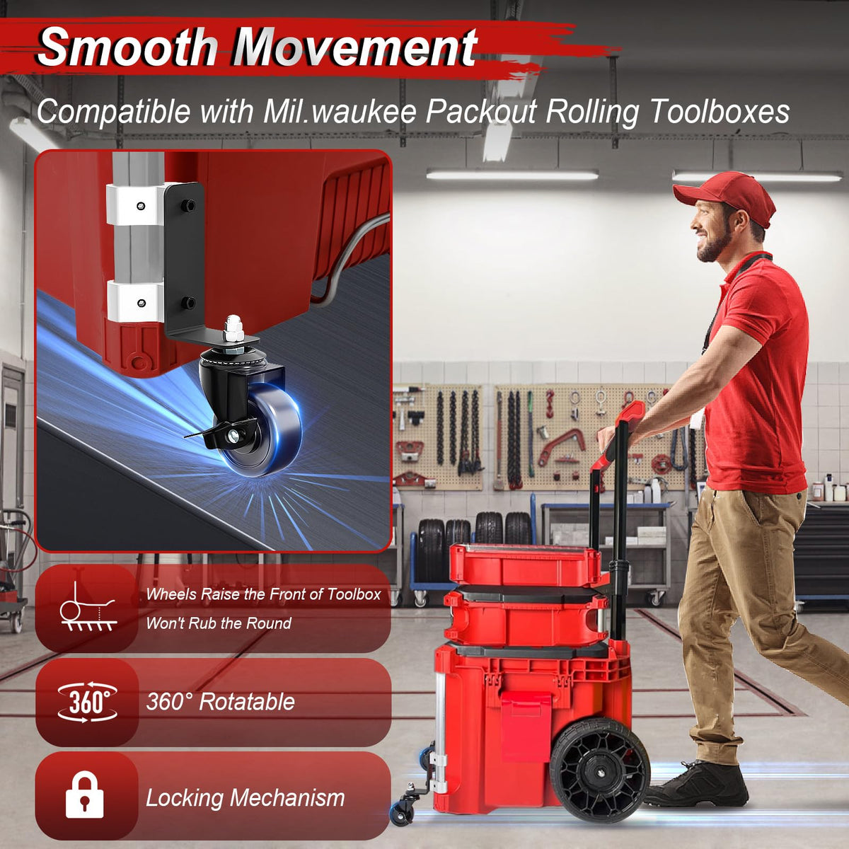 DNShorix dual-wheel design reducing stress on toolbox and improving stability