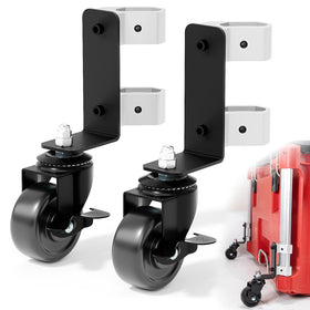 DNShorix Packout wheels with Milwaukee compatibility, front view, smooth 360° brake for secure transport