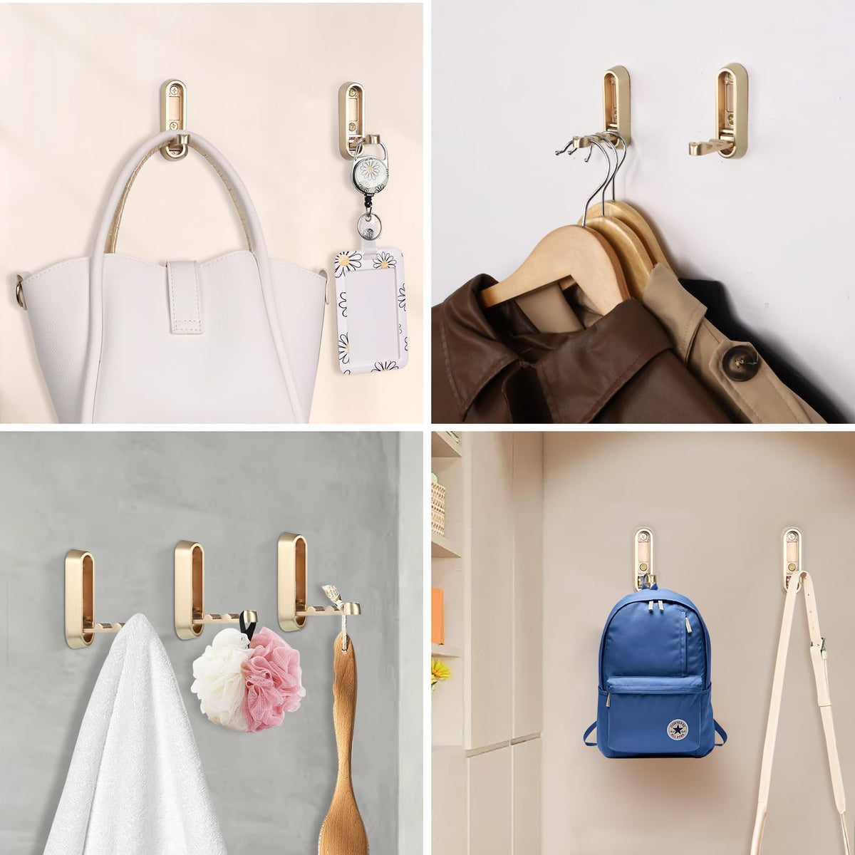 Dntorx folding wall hooks gold decor finish complements any room