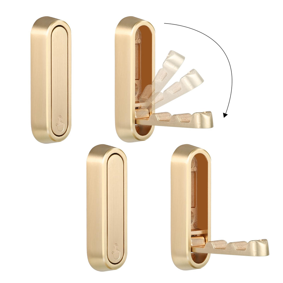 Dntorx folding wall hooks unfolded at 90 degrees for space-saving organization
