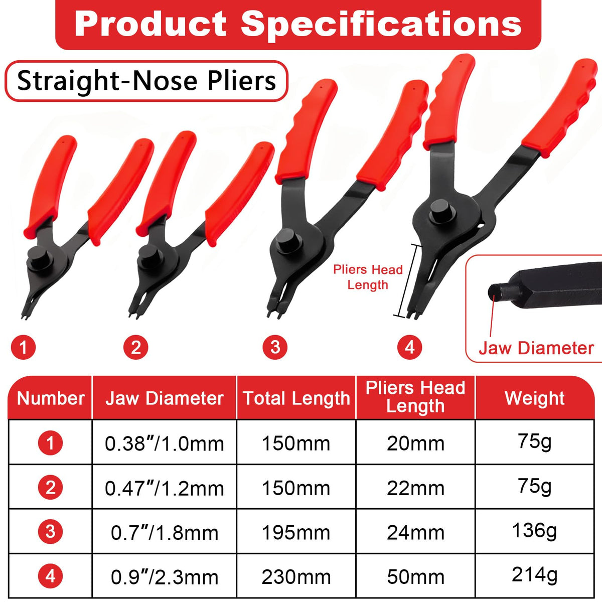 Doaho snap ring pliers set with bent jaws for access in tight spaces