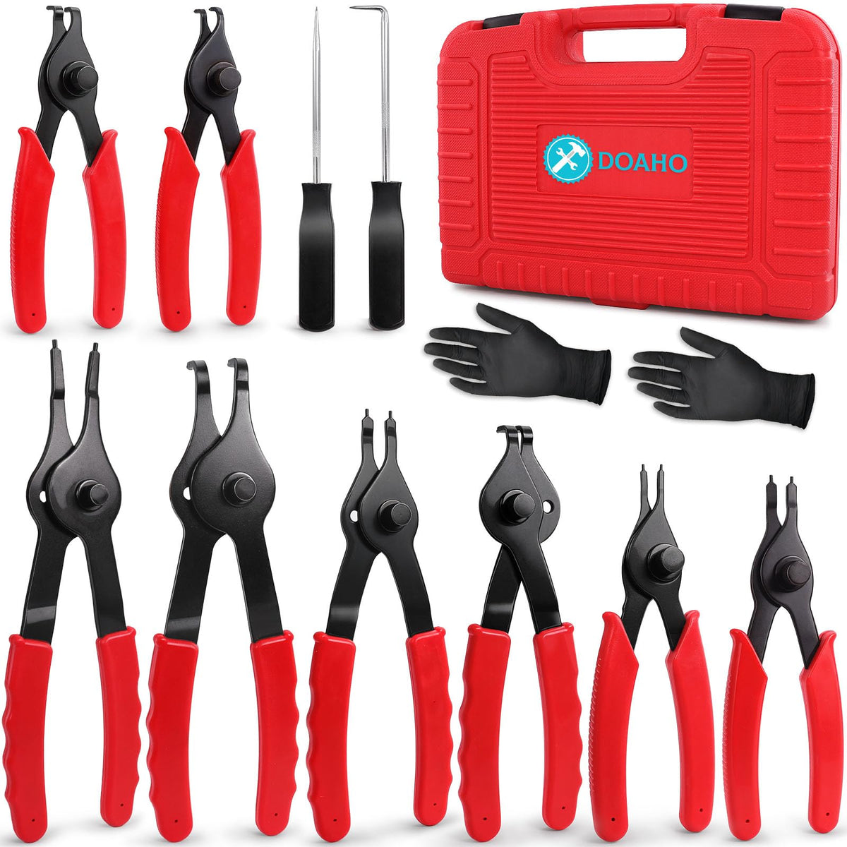 Doaho snap ring pliers set with straight jaws for precise ring removal in automotive repairs