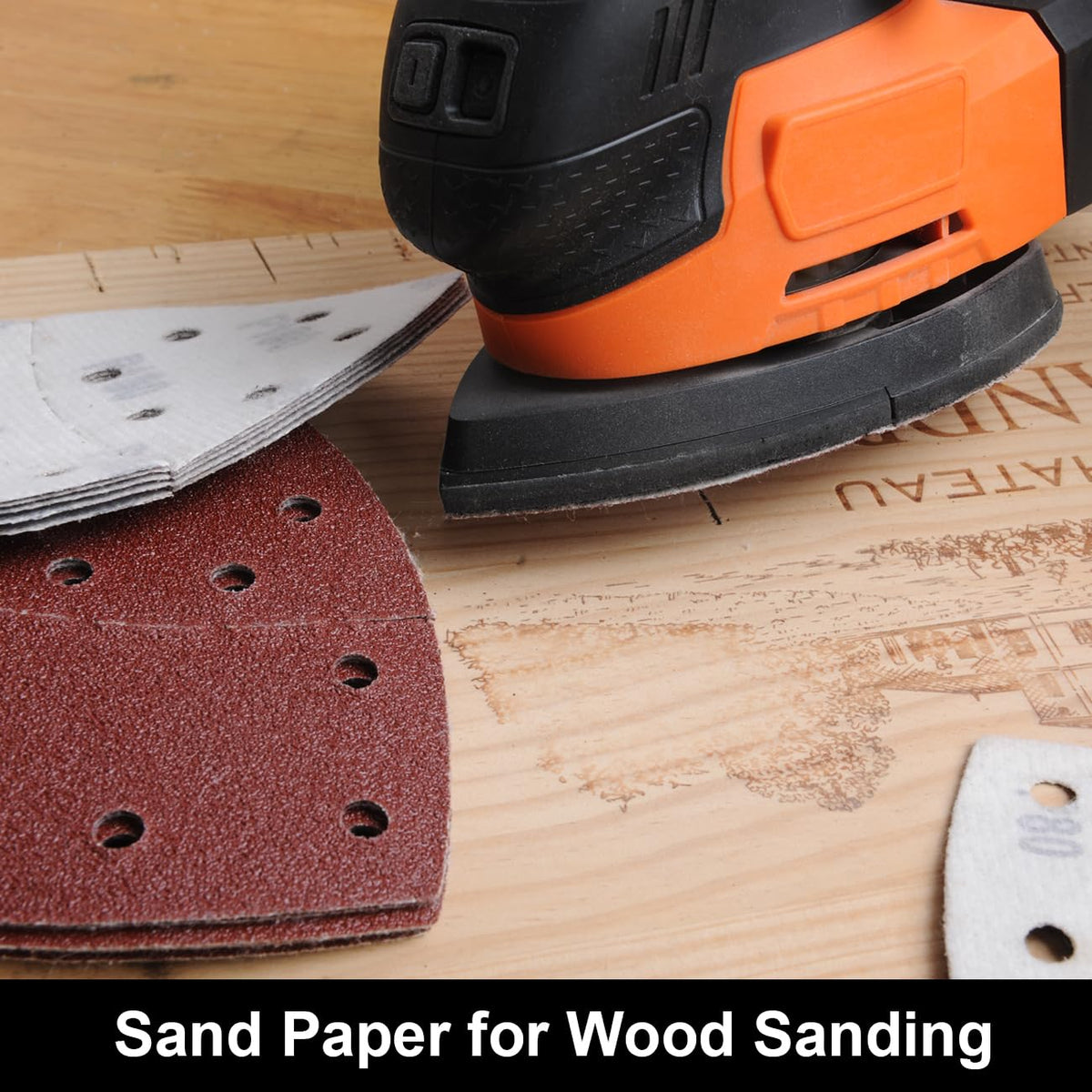 Dobetter hook-and-loop back sandpapers for quick changes.
