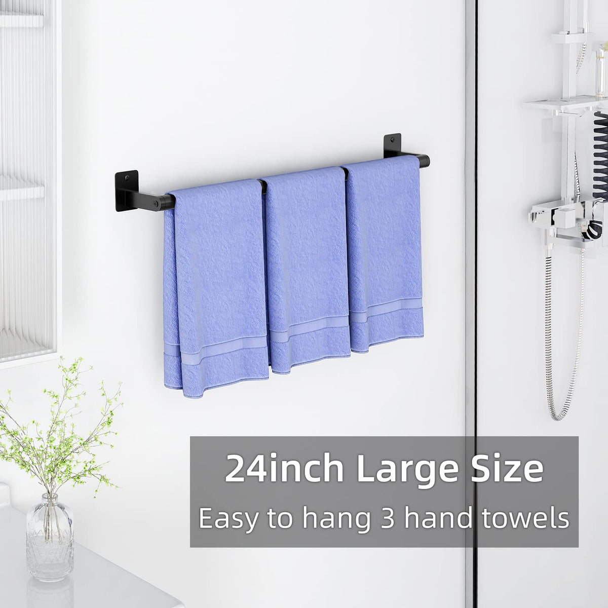 DOCOJUCL matte black towel bar with closed-loop design.