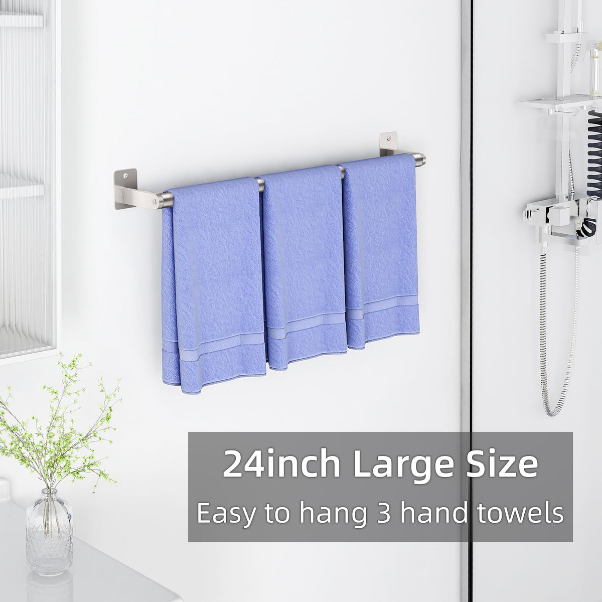 DOCOJUCL towel bar brushed silver finish complements contemporary bathroom decor