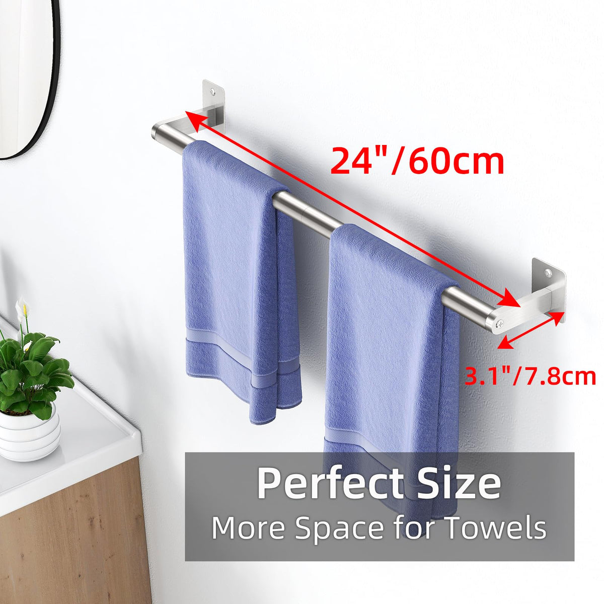 DOCOJUCL towel bar in bathroom scene shows space-saving storage for towels