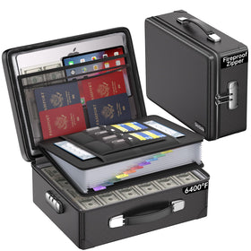 DocSafe 6400°F fireproof box with lock protects essential documents during emergencies.