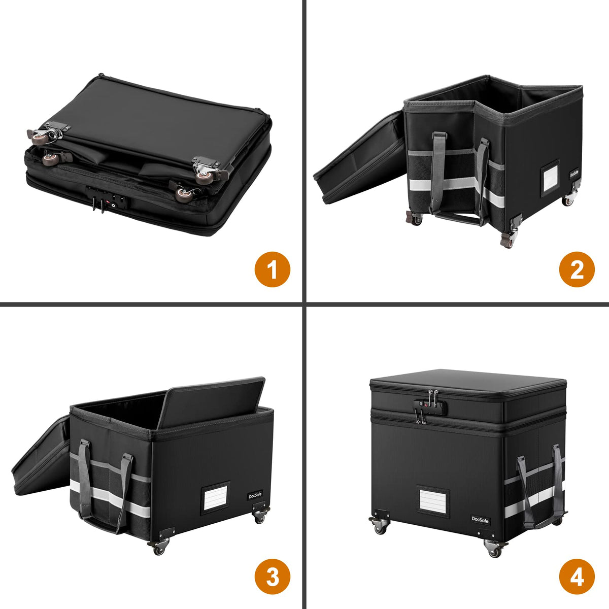 DocSafe collapses flat for compact storage when not in use.