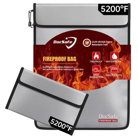 DocSafe fireproof bag with 5200°F insulation protects documents and valuables.