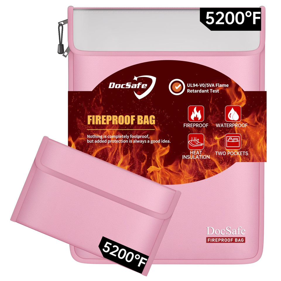 DocSafe 5200°F fireproof bag—outer view shows rugged protection.