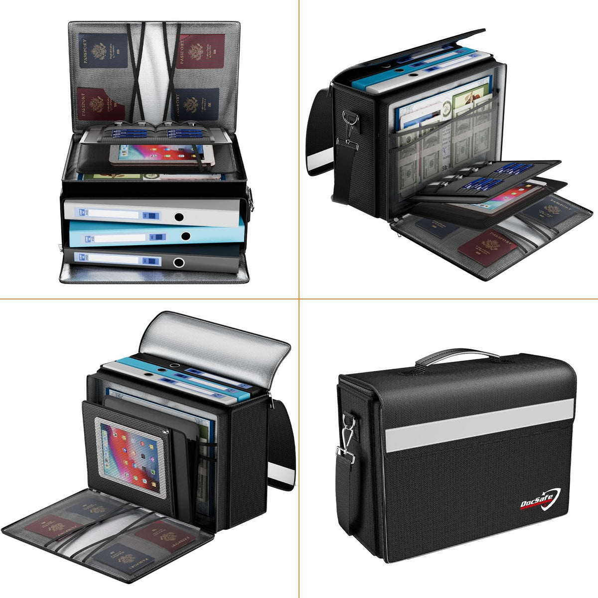 DocSafe passport-mesh-pockets store travel documents safely.