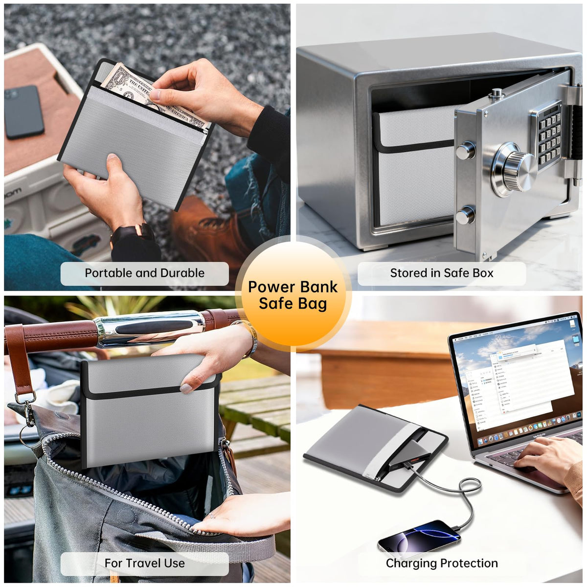 DocSafe hanging strap enables easy grab at home or office.