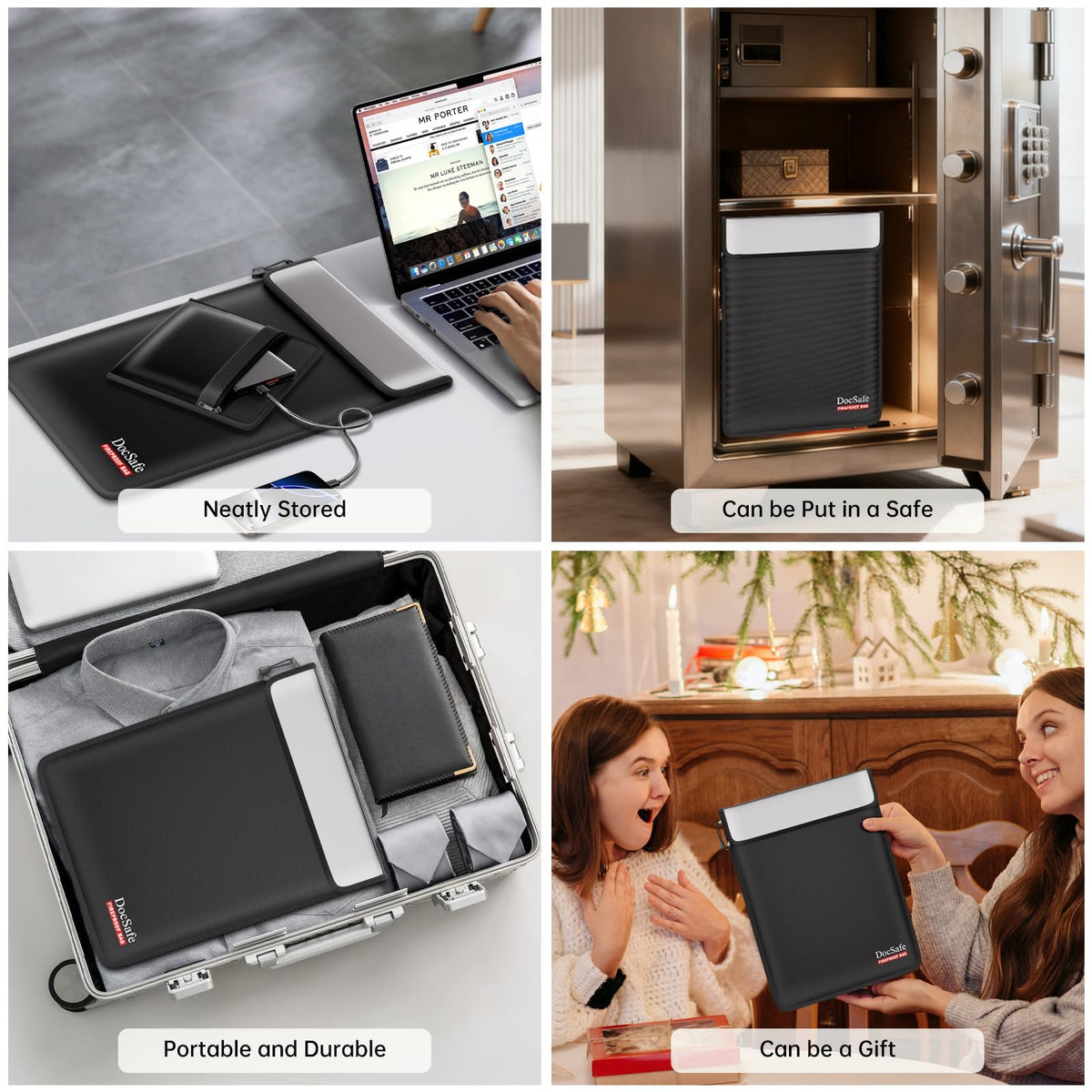Durable, foldable DocSafe design makes it portable for home, office, or travel